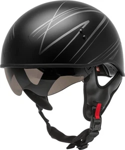 GMAX HH-65 Half Helmet Torque Naked Matte Black/Silver w/ 2 Shields 72-5449S - Picture 1 of 3
