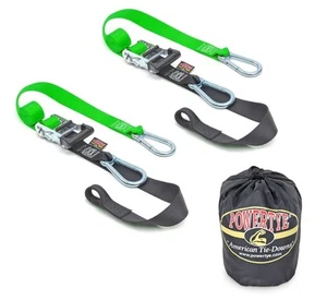 - Made in USA - Heavy Duty Ratchet Tie Down Straps with Carabiner Hooks, Soft... - Picture 1 of 7