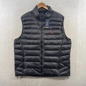 NUEVO Polo Ralph Lauren Colden Chaleco Embalable Para Hombres XL Negro Cremallera Completa Puffer Pony - Imagen 1 de 21