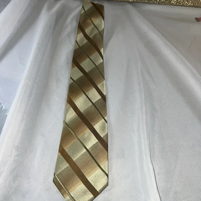 Corbata de seda hecha a mano a cuadros azul Tiffany óxido dorado Kenneth Cole sexy 438 Foto 1 de 4