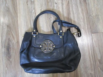 Tory Burch Bag Handbag Womens Black Amanda Hobo Pebbled Leather Tote Crossbody - Image 1 of 4