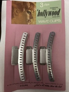 Hollywood Rapid Dry Wave Clips VTG 1967 Original Card 4 Inch Aluminum Hair Clip - Picture 1 of 2