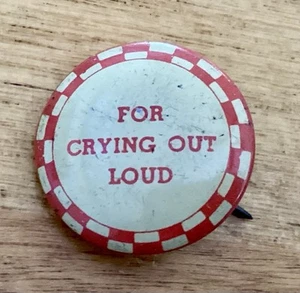 VTG 40’s-50’s Novelty Pinback Button, White W/Red Checked Border, 3/4” Diameter - Picture 1 of 3