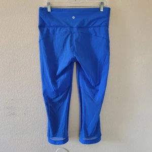 Lululemon Hit It 21" Crop Taglia 10 Blu Ceruleo Alzata Completa su Maglia Luxtreme - Foto 1 di 8