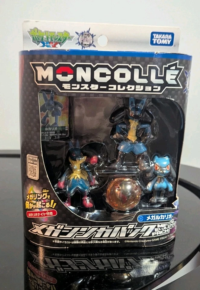 Pokemon TOMY Moncolle Mega Evolution Set - Riolu, Lucario, Mega Lucario Novo Na Caixa - Imagem 1 de 4
