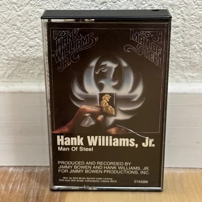 Hank Williams Jr  Man Of Steel (Cassette, 1983) Tape - Image 1 of 4