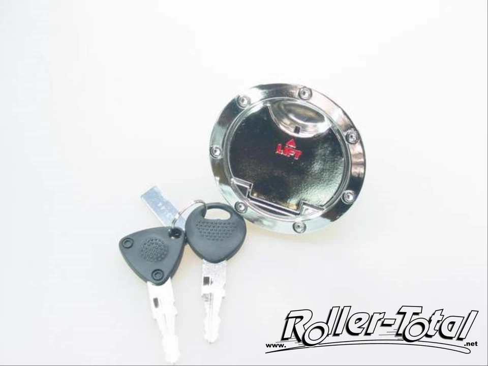 Tank Deckel chrom inkl. 2 Schlüsseln Yamaha Aerox MBK Nitro 50-100 usw. Schloß - Bild 1 von 1