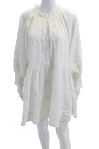 Cleobella Womens Cotton Long Sleeve Button Up Shift Dress White Size M - Picture 1 of 6