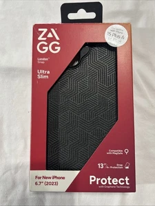 Funda MagSafe de tela elegante a presión ZAGG London para iPhone 15 Plus / 14 PLUS - Negra - Imagen 1 de 2