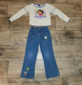 2005 Dora the Explorer Outfit Jeans Long Sleeve Shirt Size 6 Kids - Picture 1 of 12