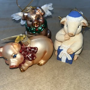 3 Fliegende Schweine Weihnachtsschmuck Das neue OWC Schwein fliegt nicht ;) Vintage - Bild 1 von 8