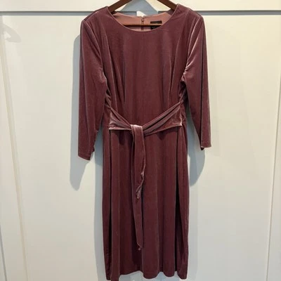 Adrianna Papell Dress 16 Pink Velvet Tie Front Midi Evening Cocktail Wedding - Image 1 of 4