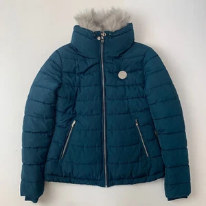 Women’s DIESEL Fur Collared Puffer Coat / Small / Dark Green - Picture 1 of 7
