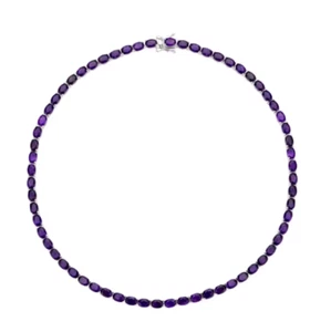 Lila Amethyst ovale Tennis Halskette Platin über Sterlingsilber 18 in 34 kt - Bild 1 von 5