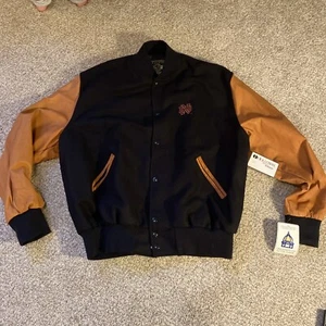 Notre Dame Halloway Stadium Jacket Dark Navy Wool/Leather Size: XL Style 4185 - Picture 1 of 10