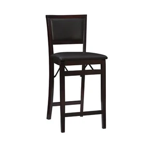Folding Counter Height Stool Merlot Brown Vinyl Padded Seat Easy Storage - Picture 1 of 10