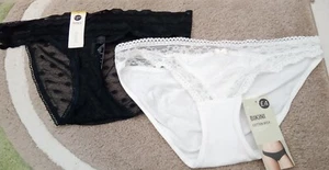M & S Women's Bikini Knickers x 2, UK 6/XS 1 x Black, 1 x White BNWT - Picture 1 of 8