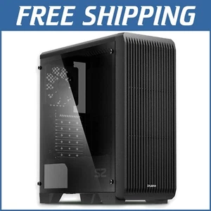 ATX Mid-Tower PC Case with 3 Pre-Installed Fans and Tempered Glass Side Panel - Picture 1 of 11