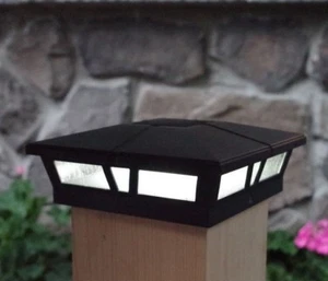 6 Pack Cambridge Black Solar Post Caps 6x6 LED Fence Deck Lights Cast Aluminum - Picture 1 of 5