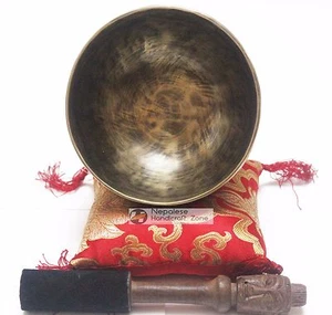 Juego de tazones de canto de yoga de alta calidad para meditación tibetana de alta calidad de acabado antiguo de 4,5 - Imagen 1 de 6