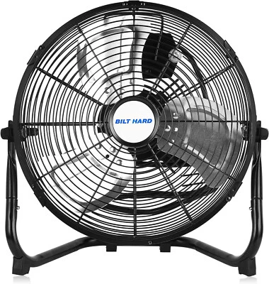 Floor Fan 12" 3-Speed High Velocity Heavy Duty Metal Black (BILT HARD ) - Image 1 of 3