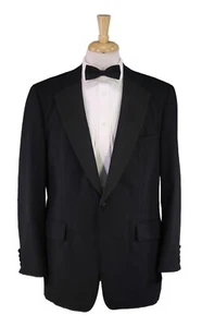 Paul Stuart Black 1-Btn Notch Lapel Tuxedo Formal Blazer Jacket 42R 43R - Picture 1 of 8