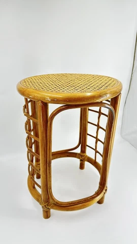 Vintage Rattan Chair Stool side table  Handicraft Wicker Home Decor 18.5” Cover