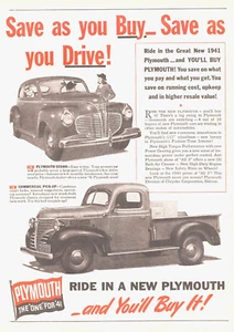 1941 PLYMOUTH Pick Up truck vintage PRINT AD Sedan commercial vehicle Chrysler - Picture 1 of 1