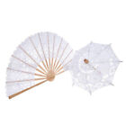 Chinese Style Handheld Fan & Mini Umbrella Set Lace Flower Retro Decoration