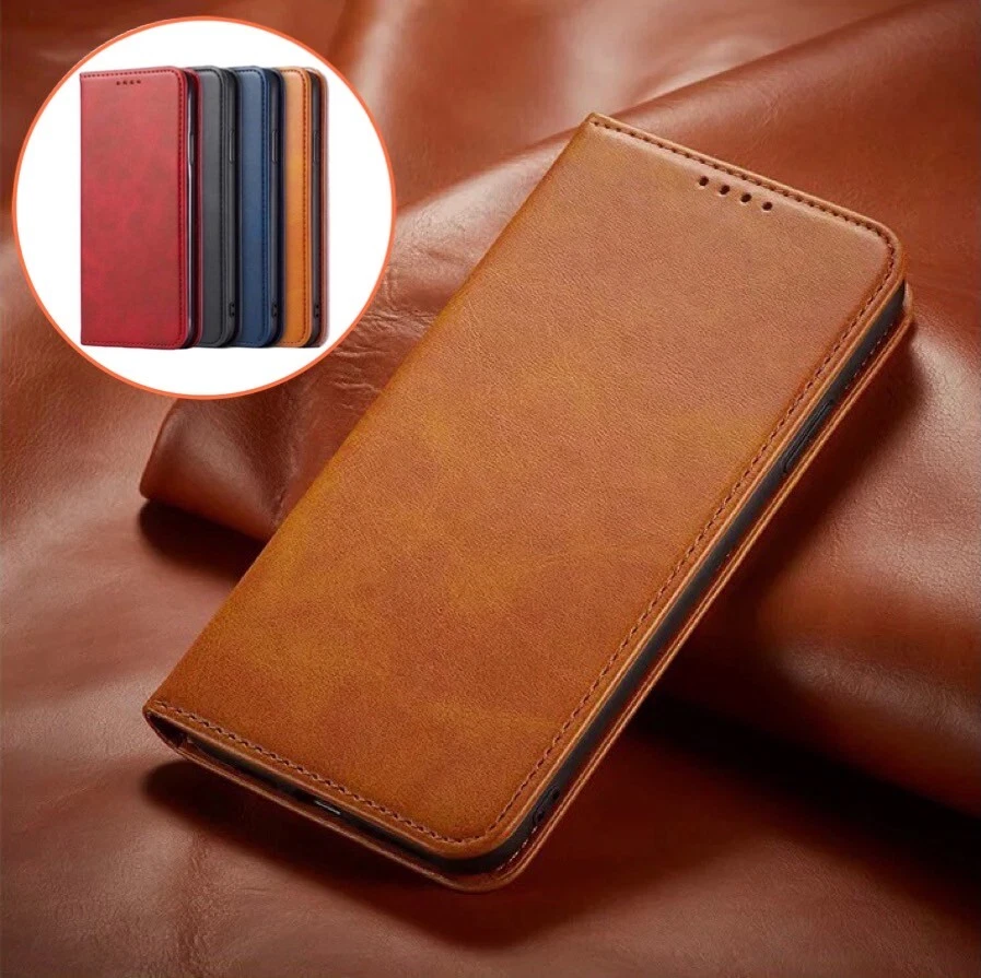 For iPhone 17 16 15 14 13 12 Plus Pro Max Air Leather Magnetic Flip Wallet Case - Image 1 of 4