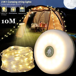 Cadena de luces LED portátiles recargables de 33 pies para camping tiendas de campaña luces de hadas - Imagen 1 de 12