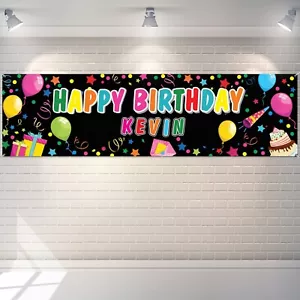Personalized Birthday Banner with Name DIY Colorful Happy Birthday Banner Backdr - Picture 1 of 7