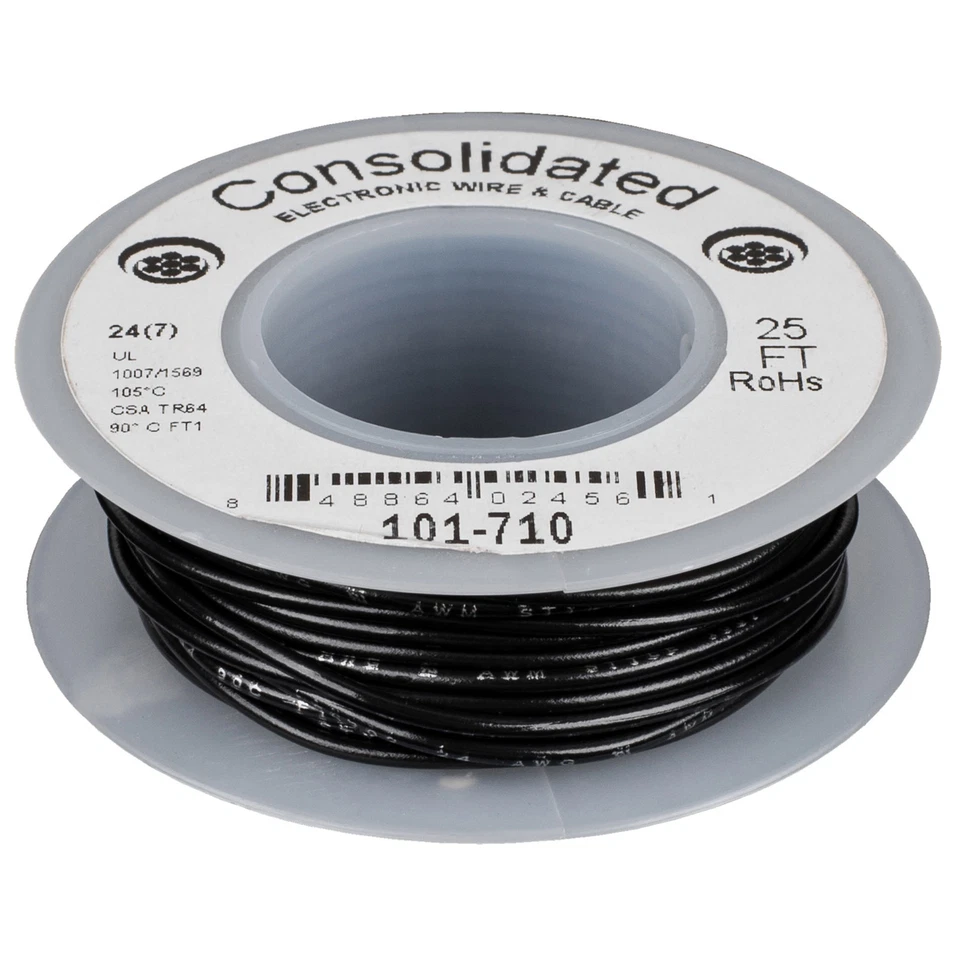 Consolidated Stranded 24 AWG Hook-Up Wire 25 ft. Black UL Ra - Image 1 of 1