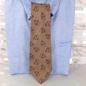 Mens Neck Tie Taupe Brown Geometric Italian Silk Dress Suit GEOFFREY BEENE USA - Picture 1 of 10