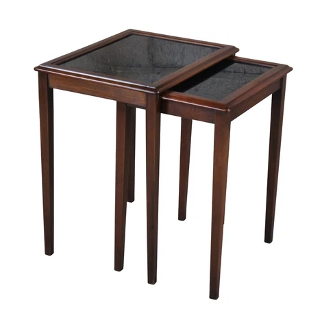 2 Mid Century Ferguson Bros Mahogany Nesting Side Accent Tables Vintage Pair Cover