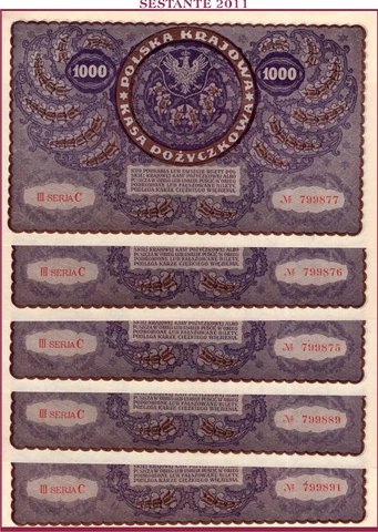POLAND 1000 1.000 MAREK 23 8 1919 SERIE III P 29 UNC free shipping from 100$ Cover