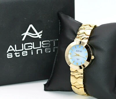 AUGUST STEINER GRADIENT BLUE DIAMOND DIAL AS8157 GOLD STAINLESS WOMEN'S WATCH - Image 1 of 4