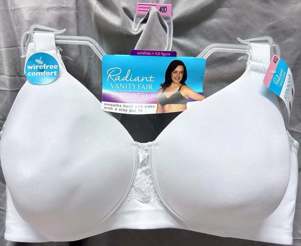 Sujetador para mujer Vanity Fair suavizante radiante sin cables talla 40D blanco estilo 71381 Foto 1 de 4