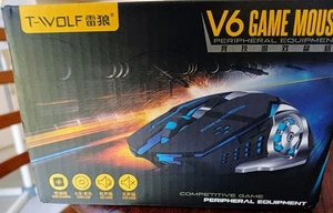 T-WOLF V6 G LED Color Gamer Optical Mouse For Ergonomic Desktop Shooter Game Use - Picture 1 of 2