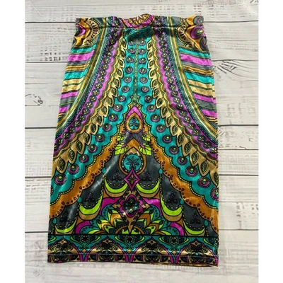 Flying Tomato Velour Bodycon Skirt Women S Boho Retro Knee Stretch Art To Wear - Image 1 of 4