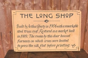 Letrero Liberty pintado The Long Shop panel de exhibición publicitario interés histórico - Imagen 1 de 13