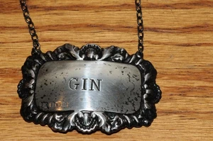 Vintage Gin Sterling Silber Karaffe Anhänger Etikett signiert mit Punzen England 925 - Bild 1 von 15