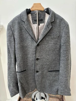 Chaqueta Blazer Hombre Colección John Varvatos Tejida Gris Mezcla Lino Talla 38R Foto 1 de 4