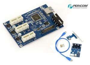 Plaque rapportée iser convertisseur PCIe 1x vers 3 ports PCIe - CHIPSET PERICOM - Imagen 1 de 2