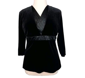 Vintage Babydoll Top XL schwarz Samt Satin Tie Back Whimsigoth Urlaub Glam 90er Y2K - Bild 1 von 14