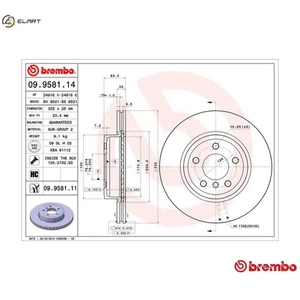 2x BRAKE DISC 09.9581.11 FOR BMW X3/SAV/E83 N47D20C/A N46B20B M47D20 2.0L 4cyl - Picture 1 of 10