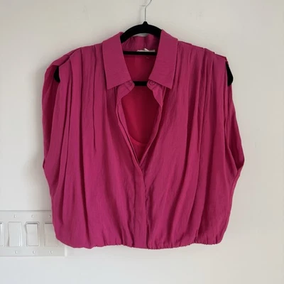 Easel Crop Pink Top Blouse Lined Layered Women’s size Large Barbiecore - Image 1 of 4