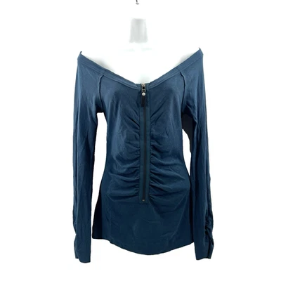 Top Y2K Miss Sixty Hombro Descubierto Manga Larga Talla S Acanalado Indie Grunge Moto Rocker Foto 1 de 4