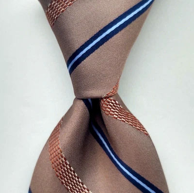 Corbata de seda de diseñador BURMA BIBAS marrón/multicolor para hombre a rayas nueva con etiquetas Foto 1 de 3