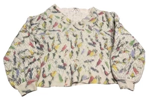 Anthropologie Women's Printed Crop Sweatshirt Long Sleeve XL Sweater J6 - Picture 1 of 4
